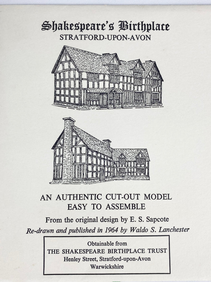 Shakespeare's Globe Theatre, & Cottage Cut Out Paper Models by Waldo S. Lanchester