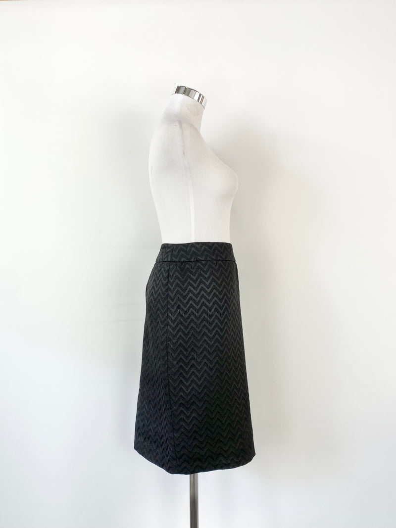 Armani Collezioni Black Chevron Embossed Pencil Skirt - AU10