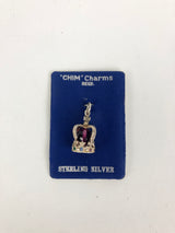 Vintage 'Chim Charms' Sterling Silver + Crystal Crown Charm
