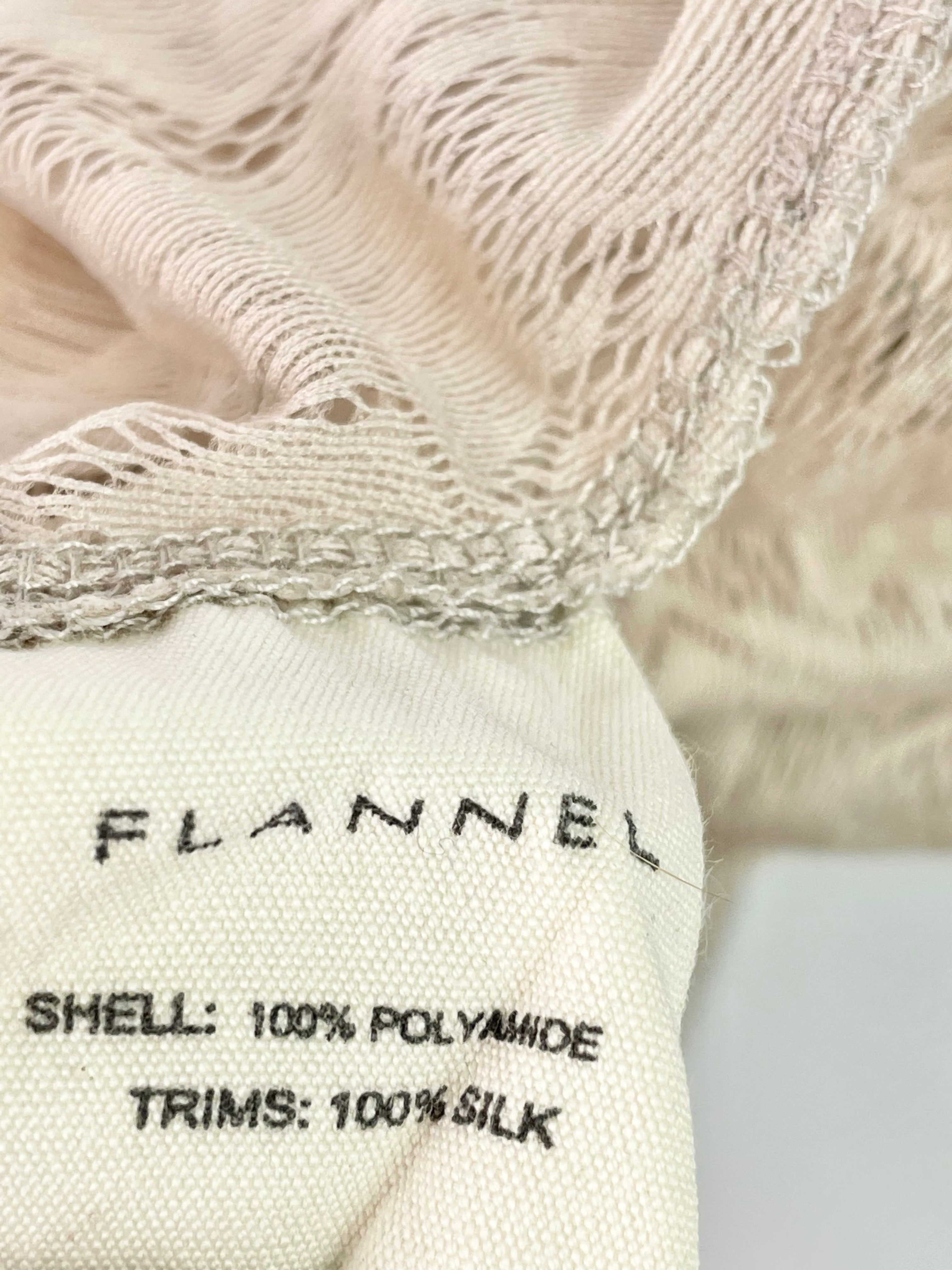 Flannel Taupe Embroidered Lace Long Sleeve Top - AU8