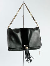 Tilkah Black Leather + Suede Tassel Crossbody Bag NWT