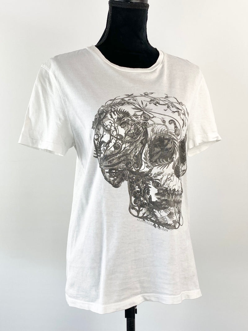 Alexander McQueen Grey Botanical Skull T-Shirt - S