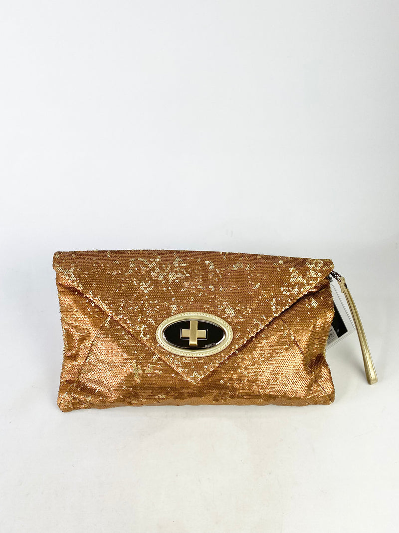 Mimco Bronze & Gold Sequin 'Decadence' Envelope Clutch - NWT