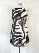 Banana Blue Black & White Abstract Print Linen Dress - M