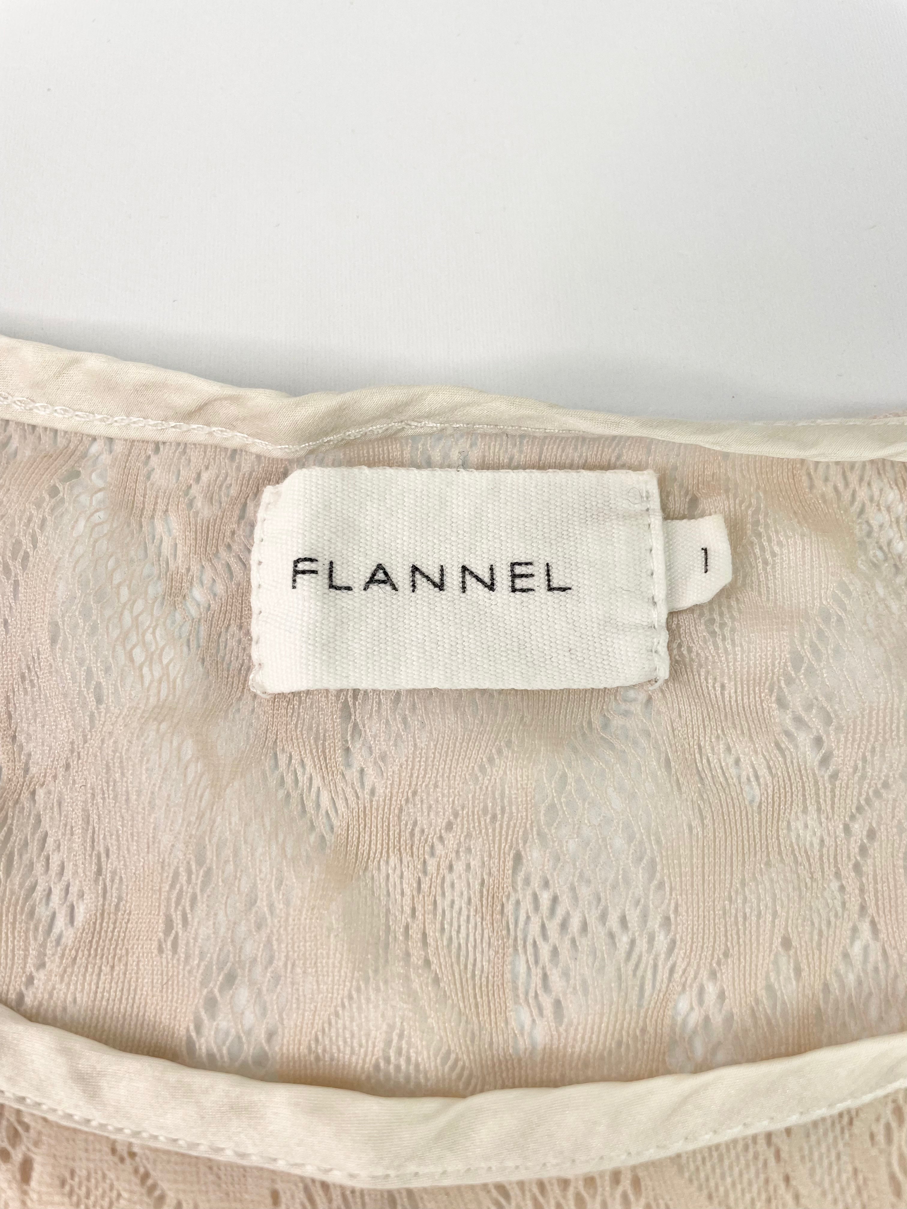 Flannel Taupe Embroidered Lace Long Sleeve Top - AU8