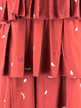 Kowtow Maroon Tiered Cotton Midi Dress - AU12-14