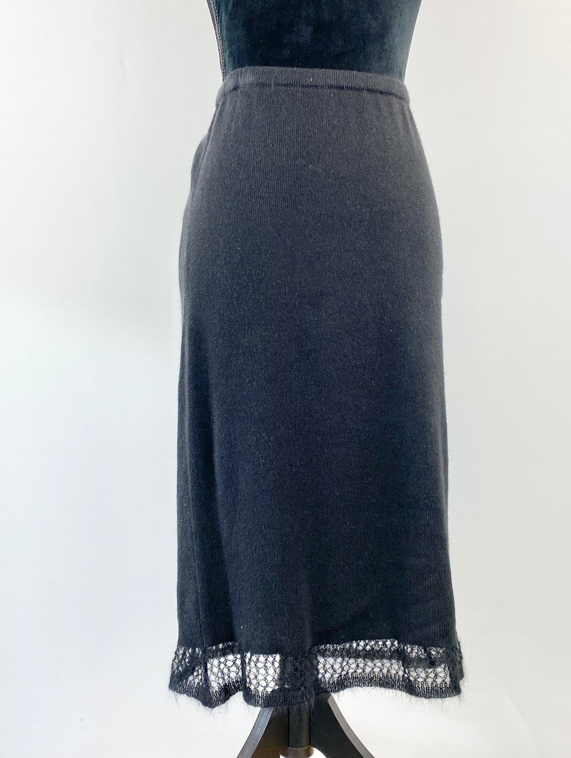 Vintage George Gross Black Wool Midi Skirt - AU12
