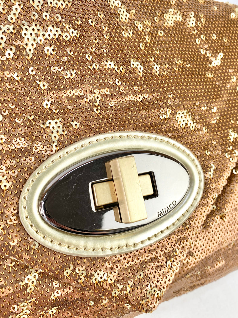 Mimco Bronze & Gold Sequin 'Decadence' Envelope Clutch - NWT