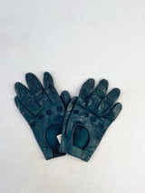 Piumelli Dark Teal Leather Driving Gloves - 7