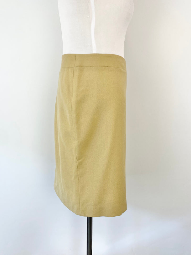 Carla Zampatti Mustard Yellow Wool Skirt - AU16