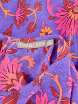 Mister Zimi Purple & Pink Floral Pattern A-Line Dress - AU8