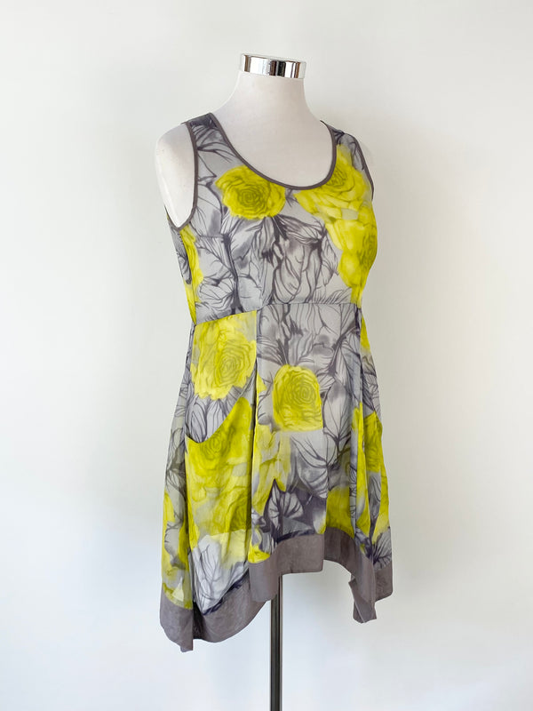 The Ark Sheer Silk Yellow & Grey Rose Tunic - AU12