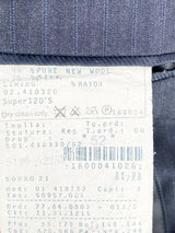 Giorgio Armani Charcoal Blue Pinstriped Wool & Silk Blazer - size 52