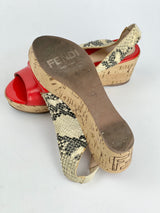 Vintage Fendi Cork Heel Slingback Wedges - EU35.5