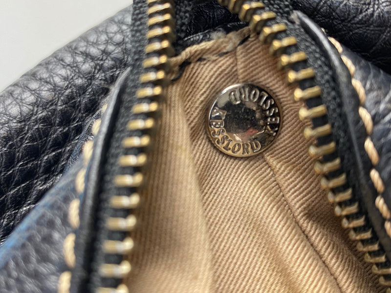 Kesselord Black & Cream Contrast Stitch Shoulder Bag