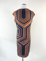 Sandro Ferrone Orange & Black embossed Dress - AU10/12