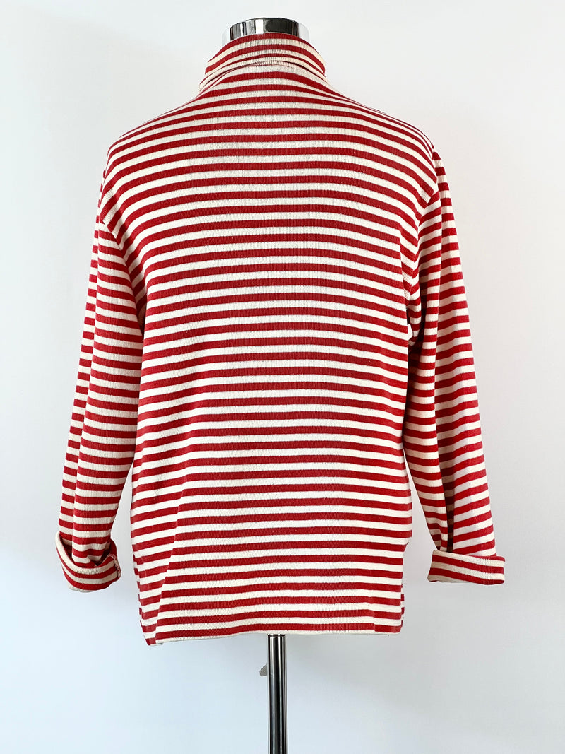 Vintage Red + White Stripe Mock Neck Knit - AU12-20