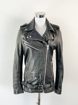 Steele Black Leather Moto Jacket - AU10
