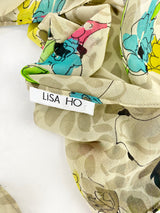 Lisa Ho Cream Silk Floral Scarf