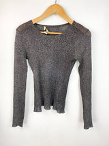 Ke-Sunshine Grey & Silver Sparkly Threaded Sheer Knit Top - AU 8