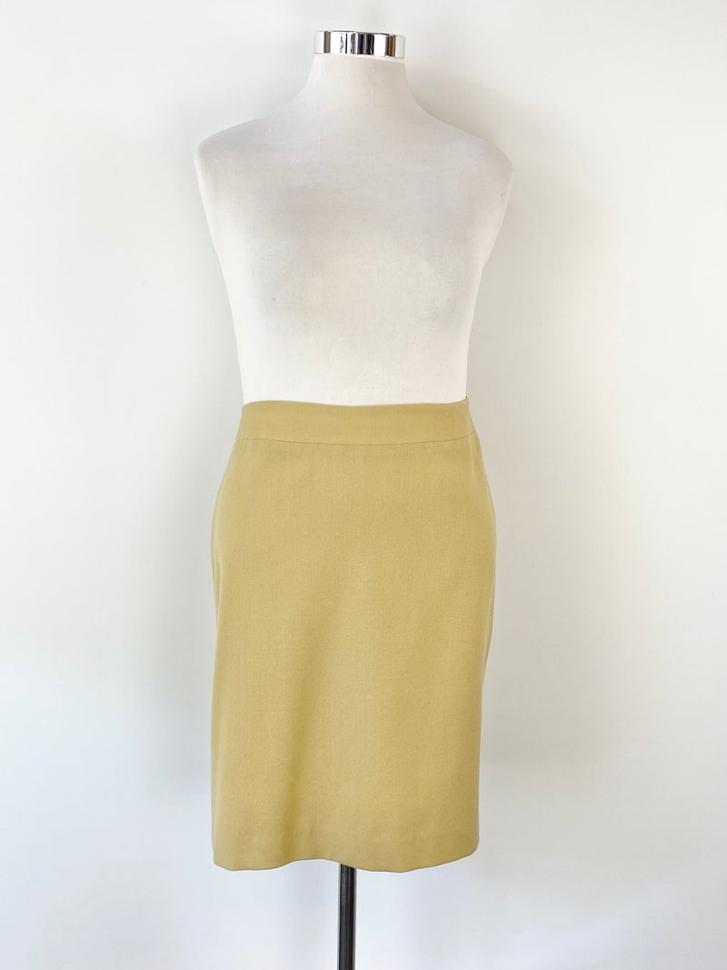 Carla Zampatti Mustard Yellow Wool Skirt - AU16