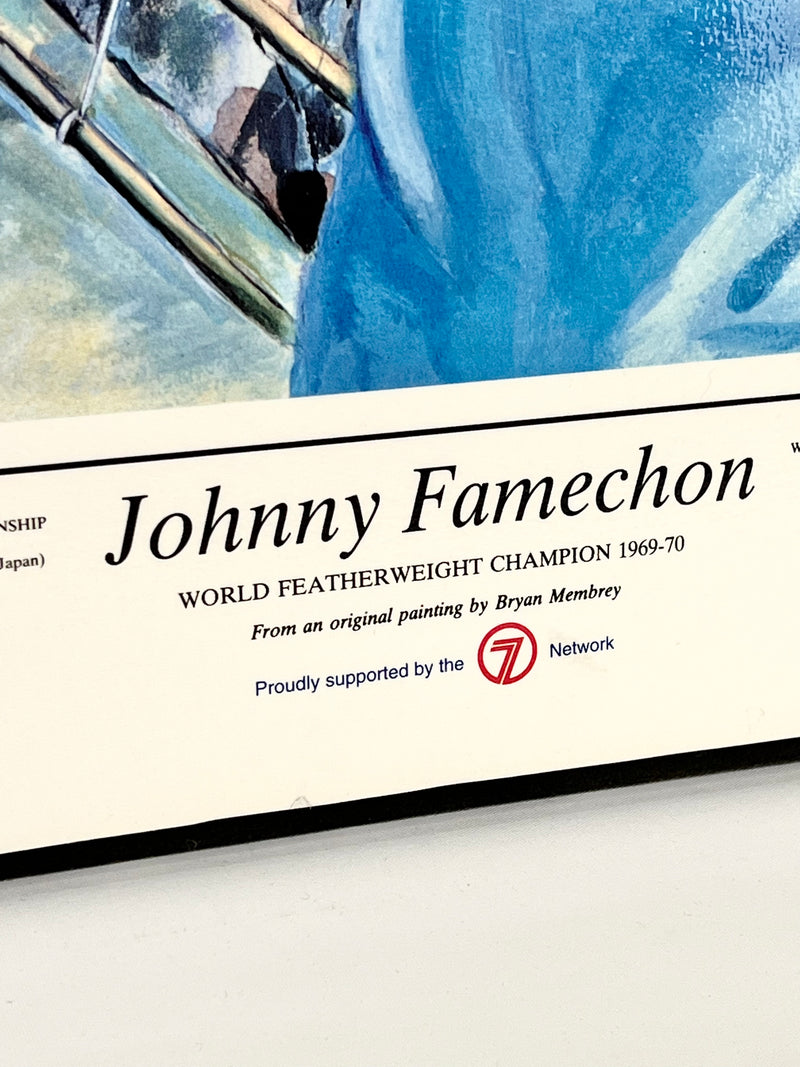 Johnny Famechon Signed Block Mount Poster
