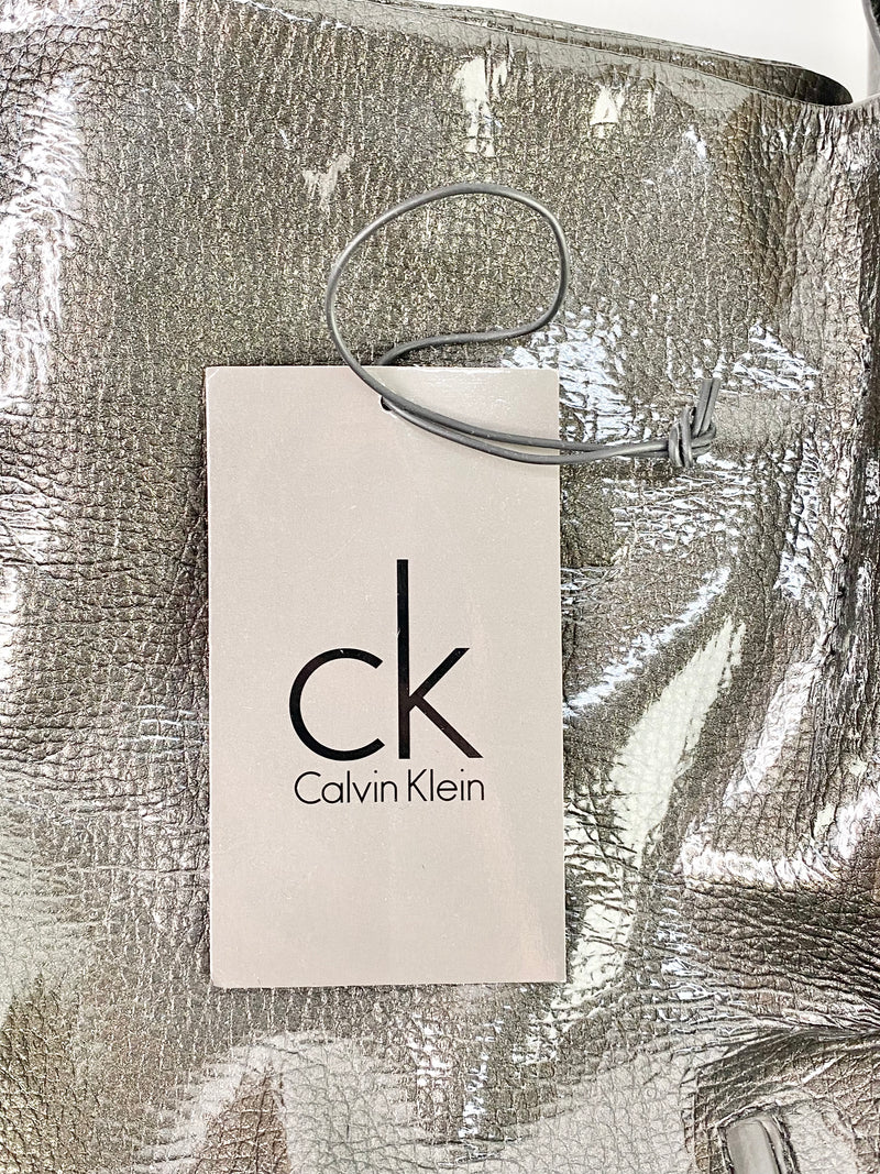 Calvin Klein Gunmetal Grey Patent PVC Tote Bag