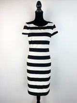 On Parks Horizontal Stripe Black & White Dress - AU 10