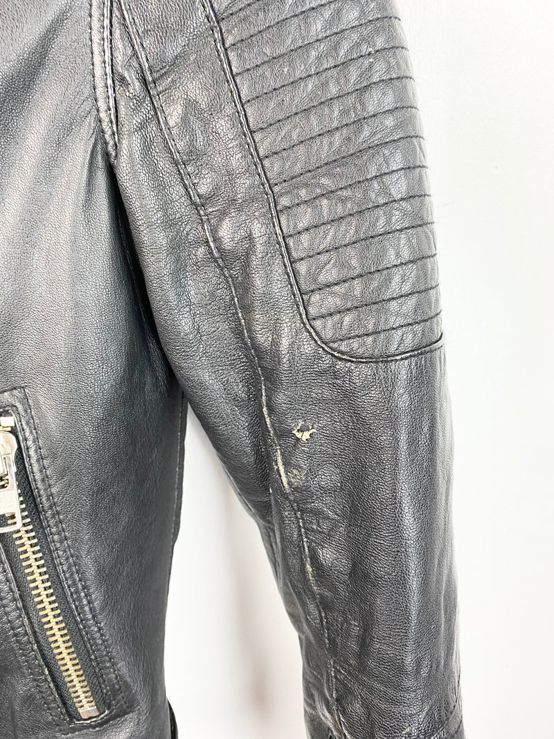 Bardot Black Leather Biker Jacket - AU 10