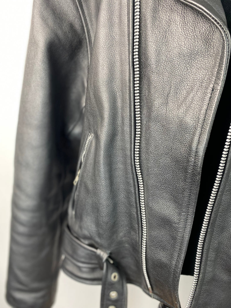 Vintage 80's Black Biker Leather Jacket - XXL