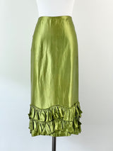 Vintage Lisa Ho Green Satin Fill Trim Skirt - AU8
