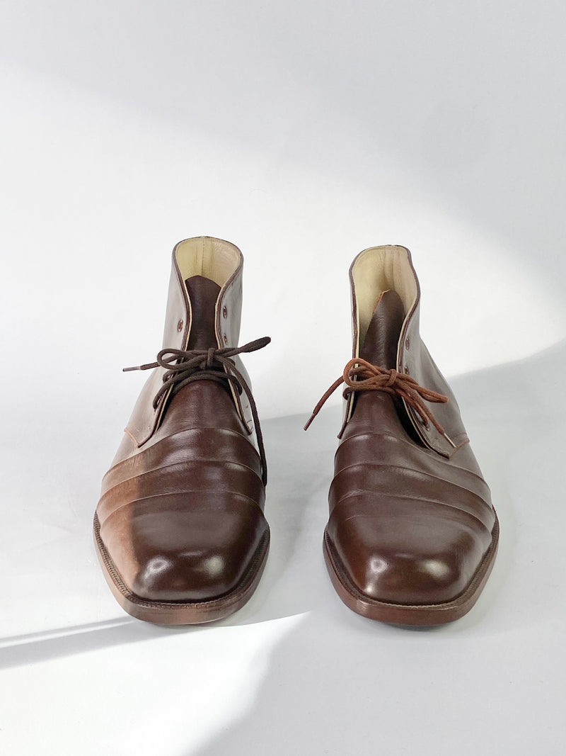 Handmade Brown Leather Boots - 7