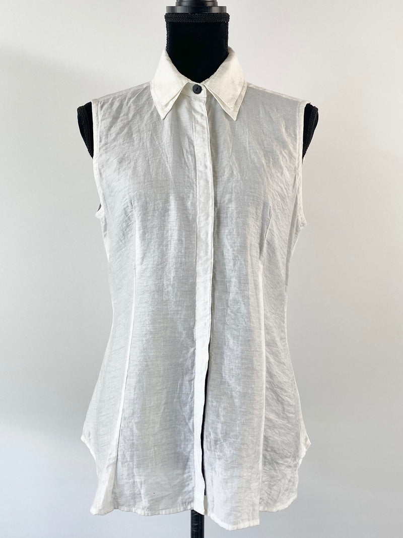 Sa Dot Na White Linen Blend Shirt - AU12
