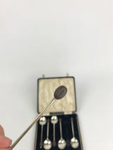 Set of Art Deco EPNS Coffee Bean Spoons in Box