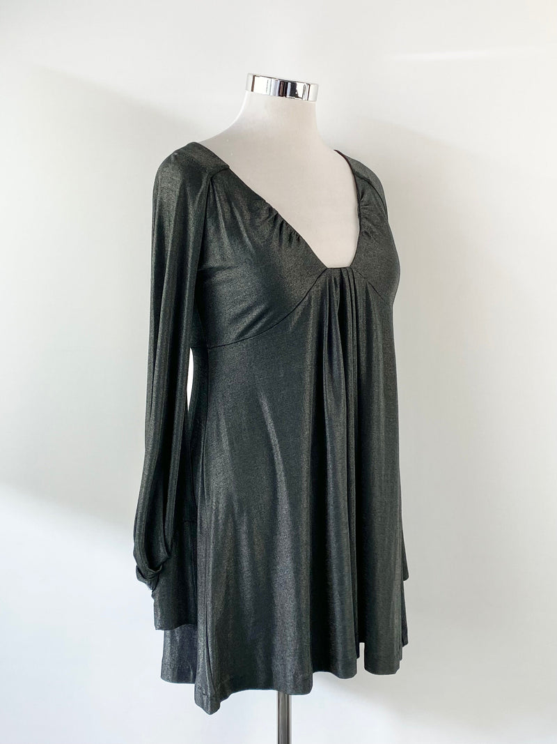 Malene Birger's Darling Metallic Grey Long Sleeve Dress - AU12/14