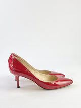 Jimmy Choo Red Patent Leather Kitten Heels - EU40