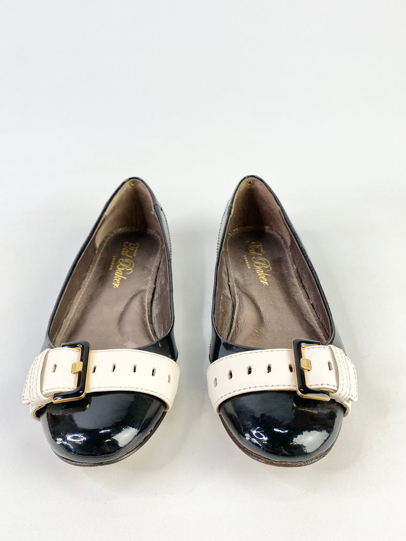 Ted Baker Patent Leather Belted Ballet Flats - EU39