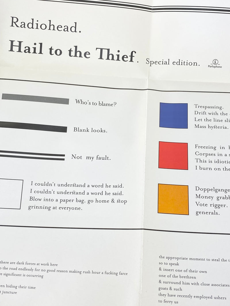 Radiohead Hail to the Thief Special Edition Fold Out