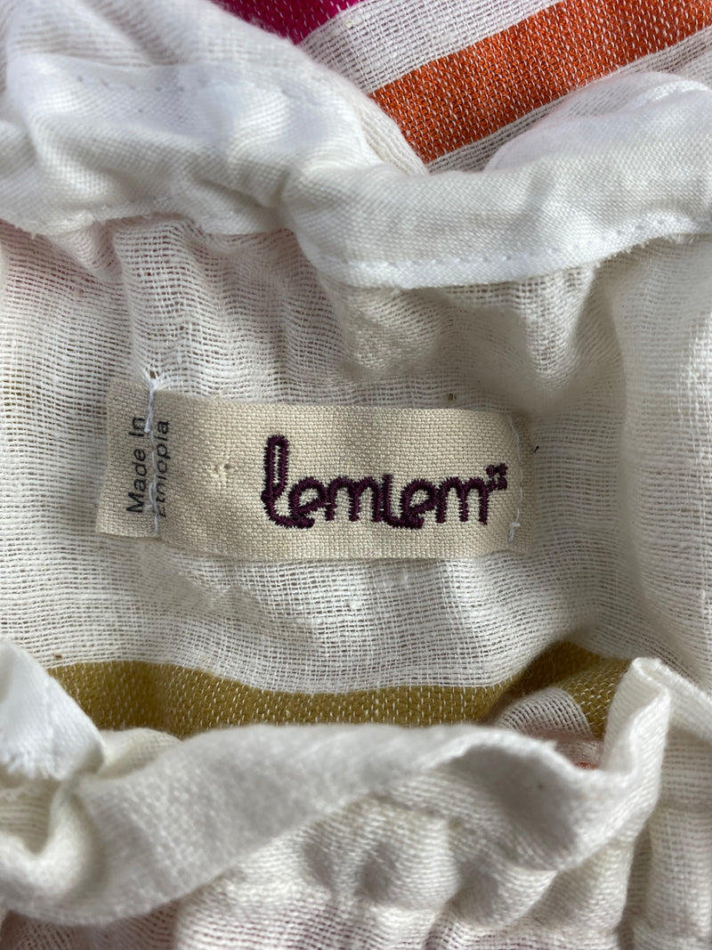 Lemlem White Cotton Striped Dress - AU10