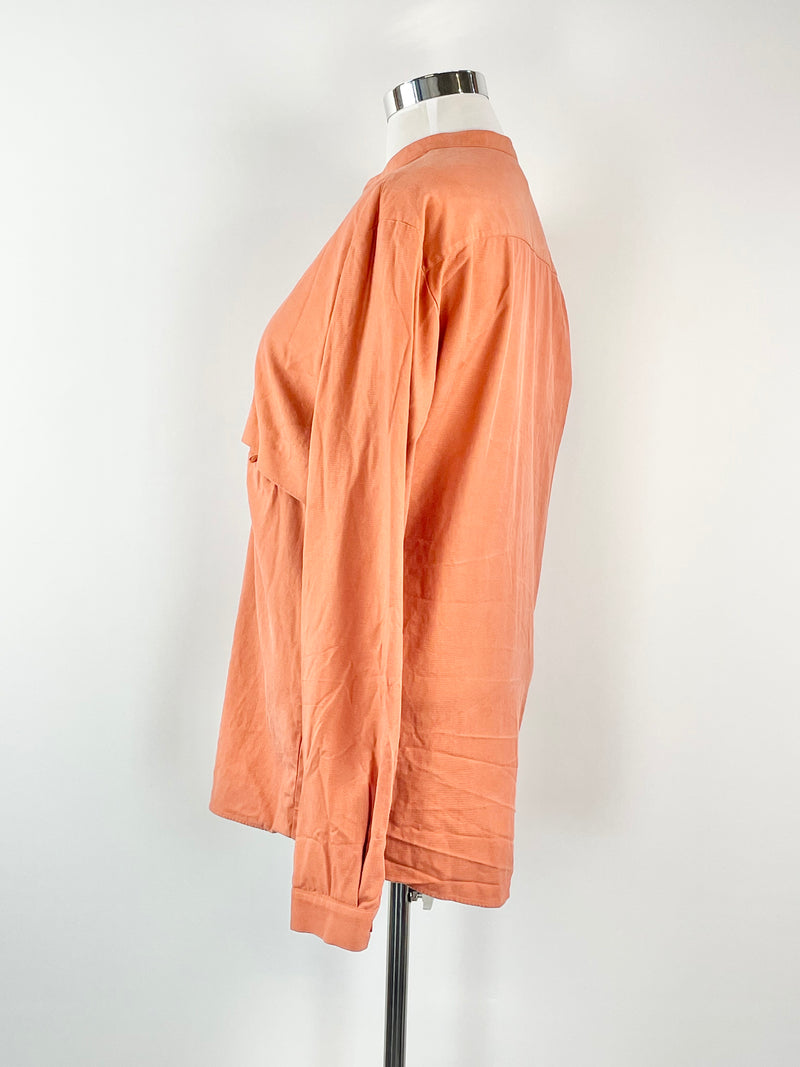 COS Burnt Orange Grandad Collar Shirt - L