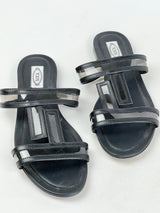 Tod's Black & Clear Panel Sandals - EU 41