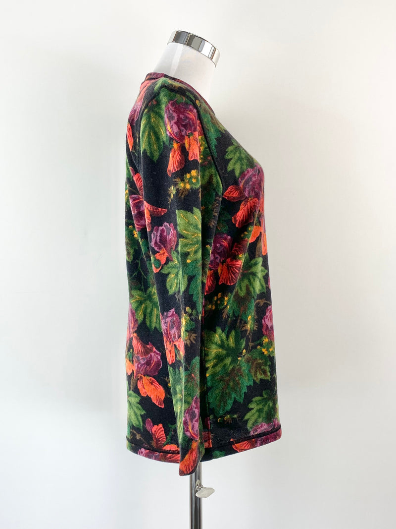 Vintage Marella Tricot Floral Wool & Angora Shirt - AU10