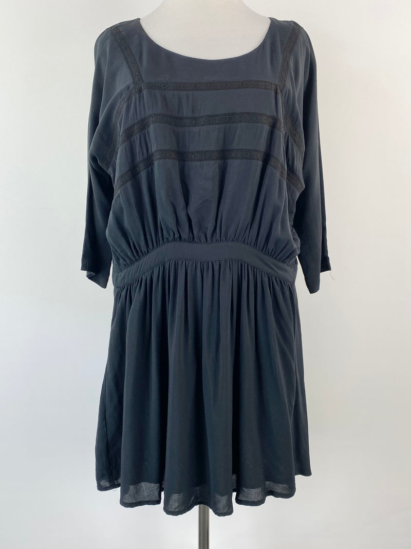 Flannel Black Lace Detail Dress - AU12