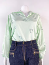 Vintage Mint Green Mutton Sleeve Top - AU12