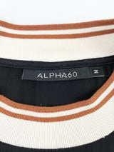 Alpha60 Black Ribbed Neck Short Sleeve Dress - M