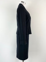 Max Mara Black Crepe Wool Stitch Detail Suit - AU8/10