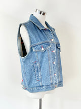 Pendleton Originals Denim Vest With Wool Aztec Design - M