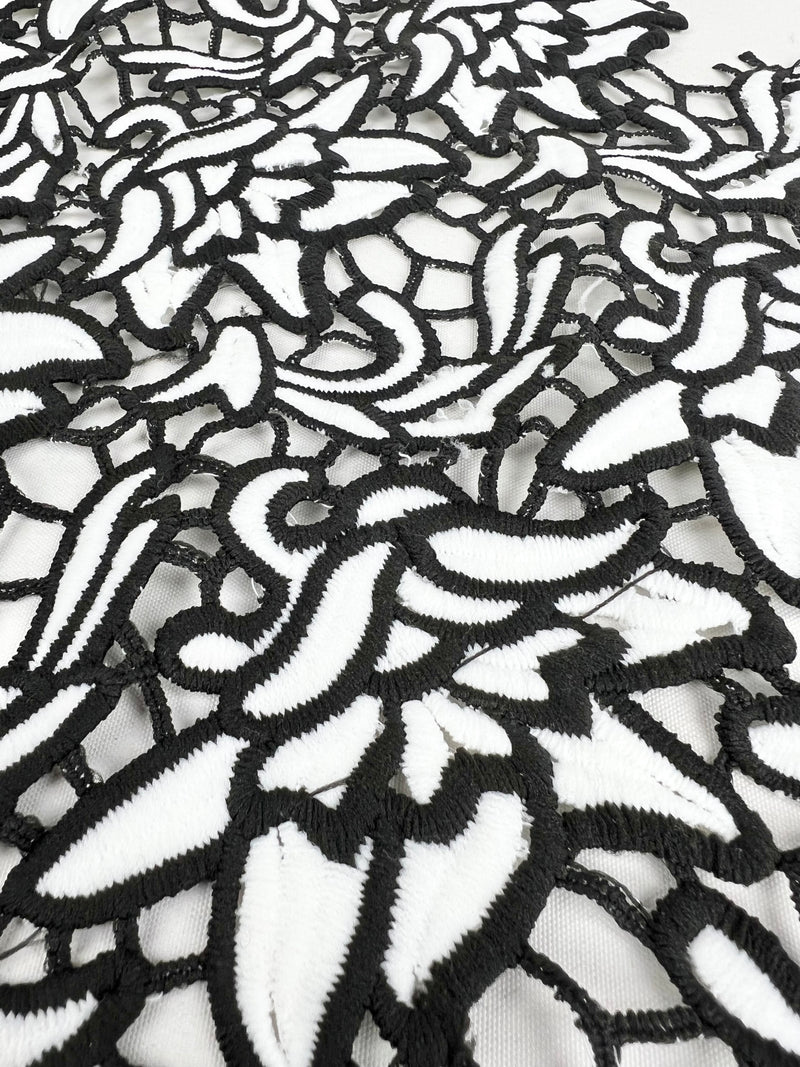 Fabric: Black & White Floral Embroidered Mesh/Lace
