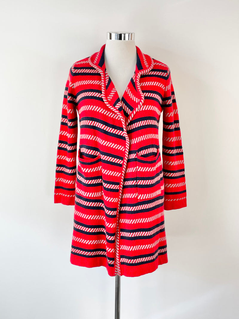 The King of Stars Vintage Inspired Red Patterned Cardigan - M
