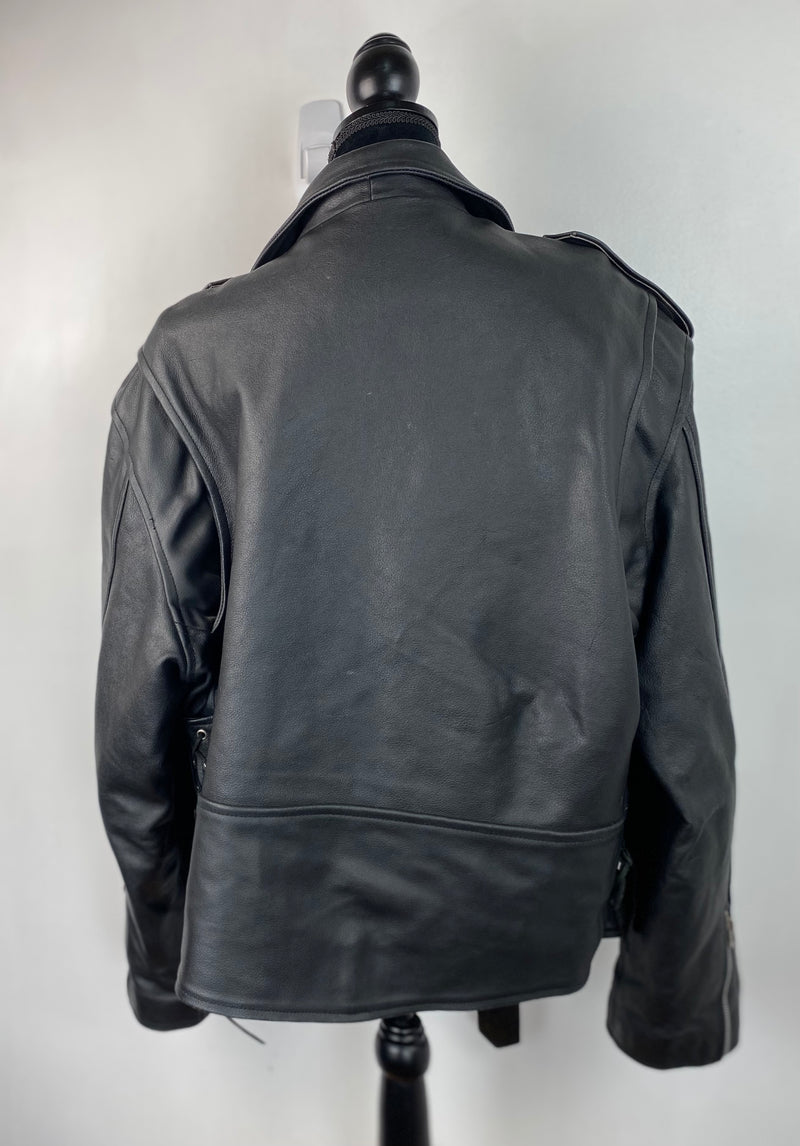 Vintage 80's Black Biker Leather Jacket - XXL